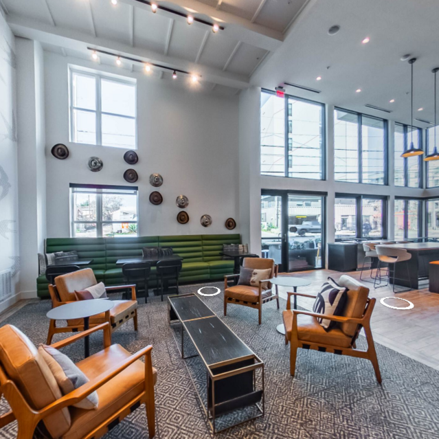 Virtual tour of social lounge at Fifteen15 Apartments in Austin TX